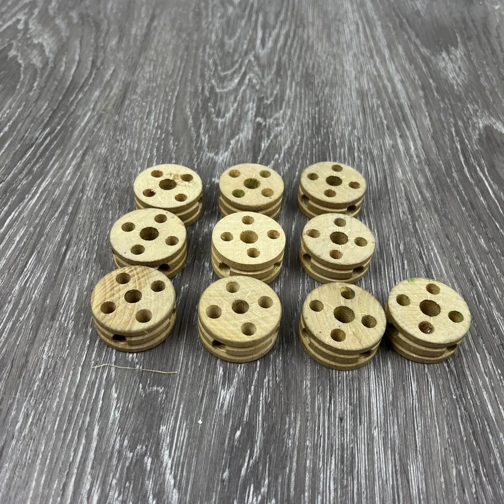Tinkertoys Wooden Wheels‎ – Five Hole – Lot of 10
